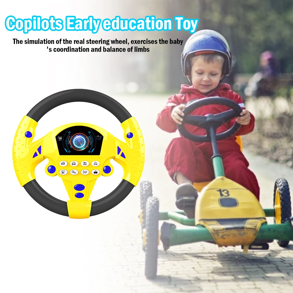 

Electric Simulation Steeling Wheel Toy with Light Music Kids Early Education Puzzle Vocal Copilot Steering Wheel Musical Toys