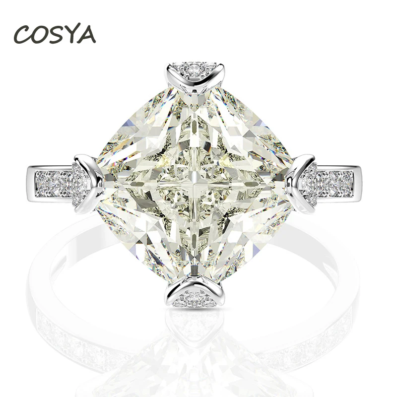 

COSYA 100% 925 Sterling Silver Square 11*11mm High Carbon Diamond shining Elegant For Women Wedding Party Ring Fine Jewelry Gift