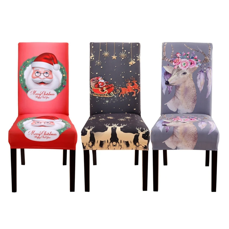 Рождественский стул с милым рисунком Санта Клауса чехол для спинки стула