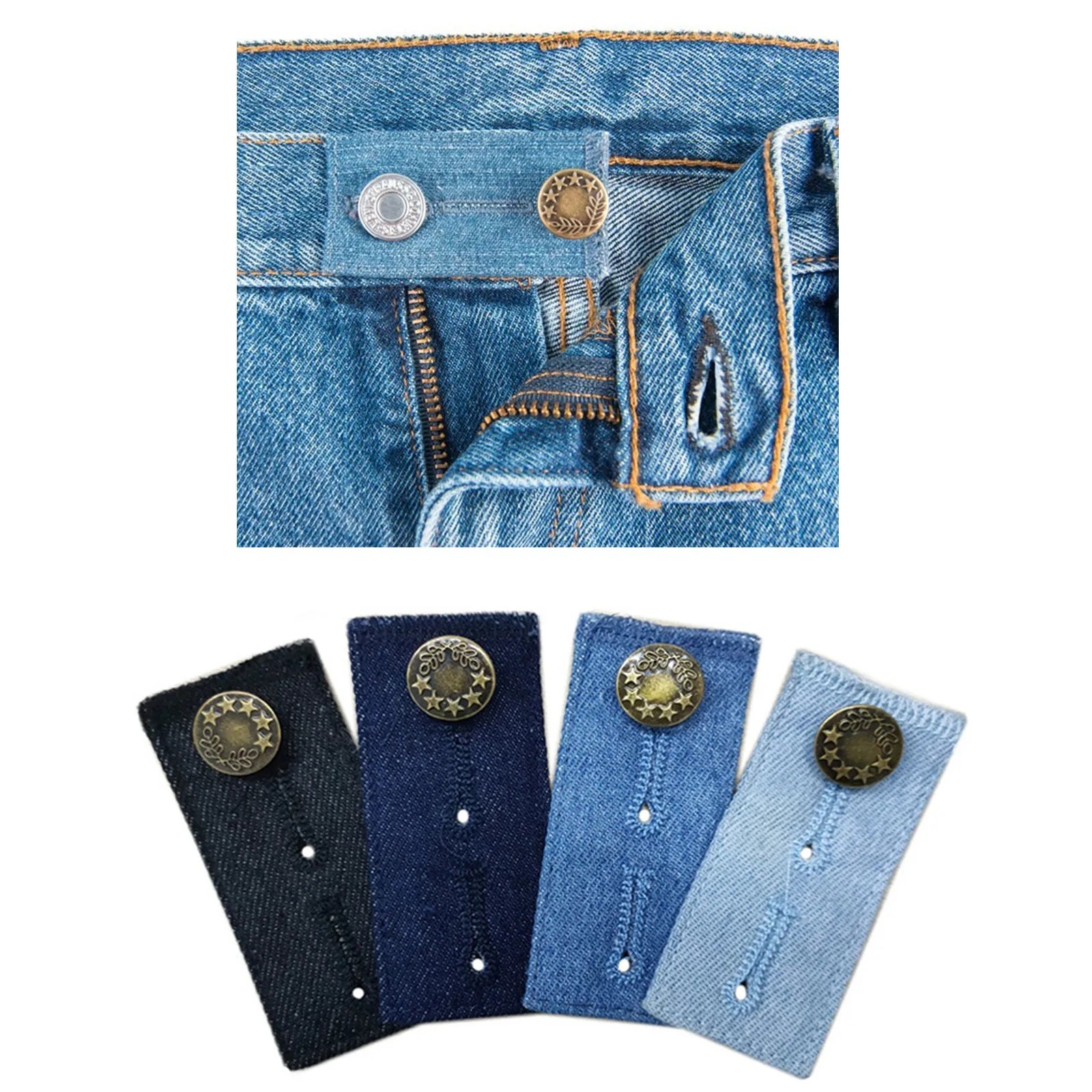 

1Pc Jeans Pant Trousers Waist Expander Waistband Extender Button Elastic Adjustment Waist Button Belt Extension Buckle