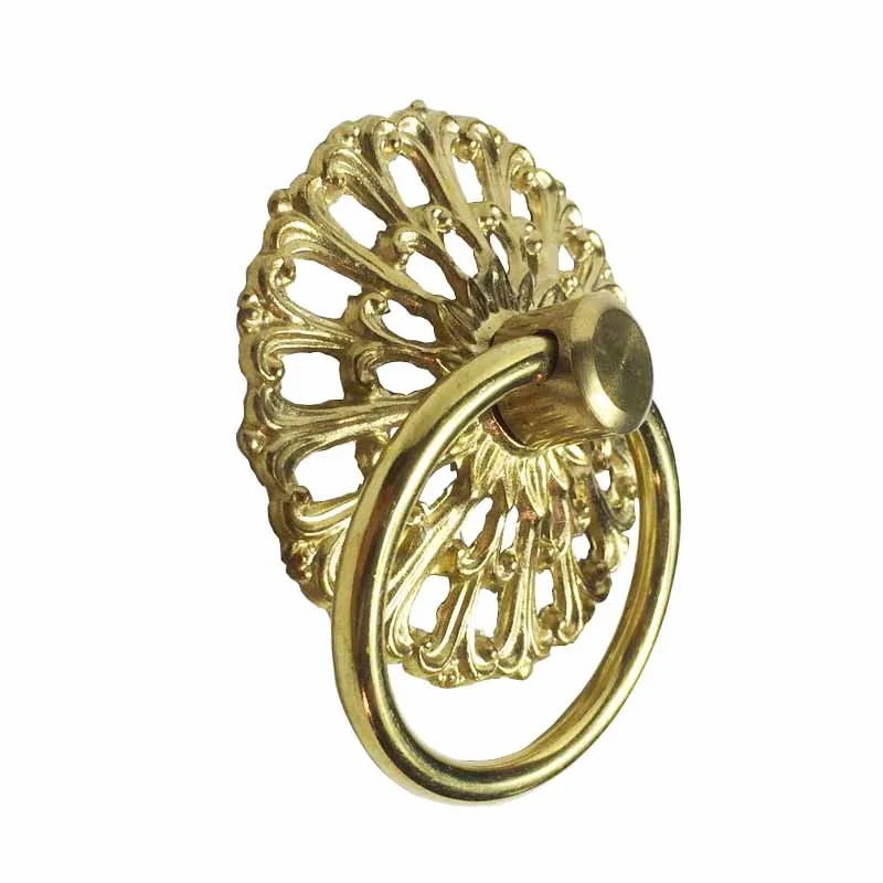 Золото Мебельная ручка латунь Кухня круглая для ящика шкафа тянуть полые