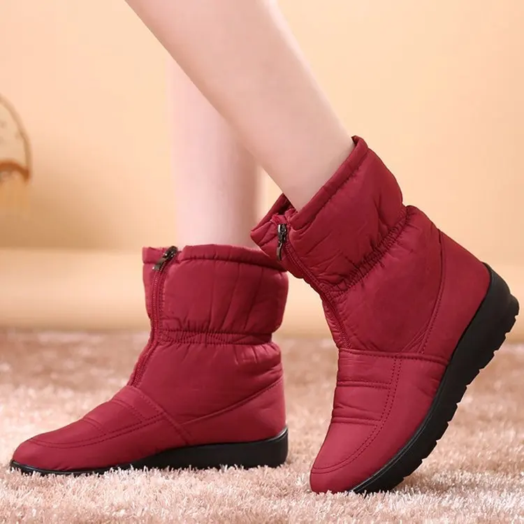 

Women Boots 2021 New Casual Winter Boots for Women Waterproof Warm Snow Boots Zipper Ankle Boots Low Heels Winter Shoes Women