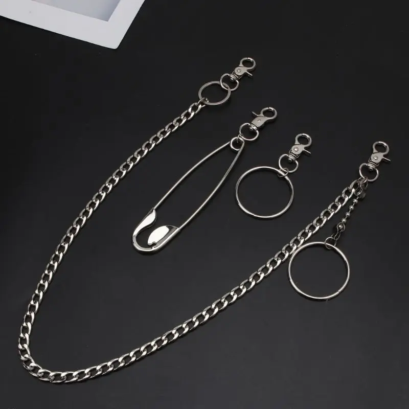 3 шт. панк кошелек в стиле рок большая брошь цепочка круглый брелок с двумя