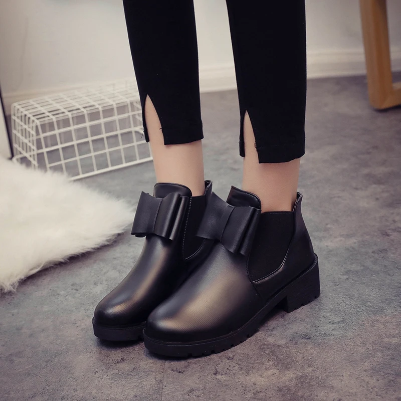 Fujin/Женская обувь Ботинки из лакированной кожи Цвет Черный Высокое качество