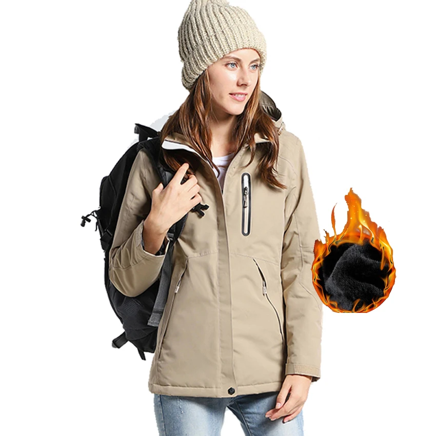Женская зимняя куртка для пешего туризма с USB подогревом уличная Толстая