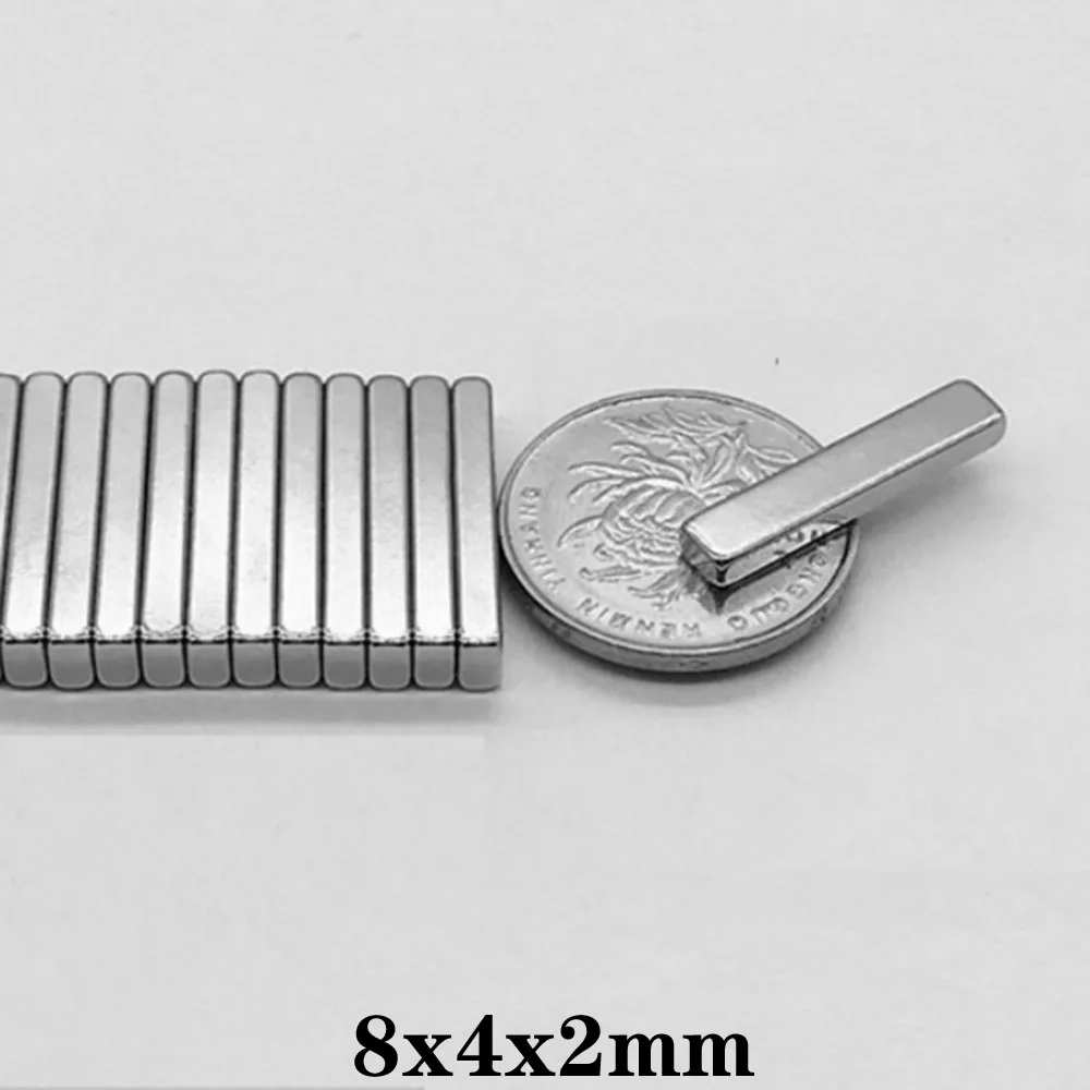 Неодимовый магнит 8X4x2 мм постоянный неодимовый 8x4 сильный небольшой блок