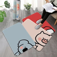 cute pig bear cat koala rabbit pig printed flannel floor mat bathroom decor carpet non slip for living room kitchen doormat