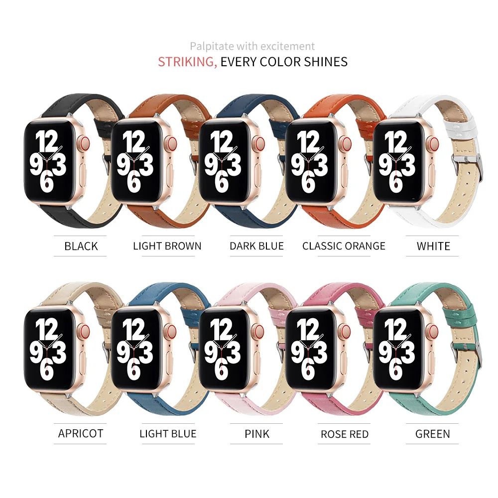 Кожаный ремешок для Apple Watch Band 44 мм 45 41 40 42 38 аксессуары браслета iWatch Series 3 4 5 6 SE 7 |