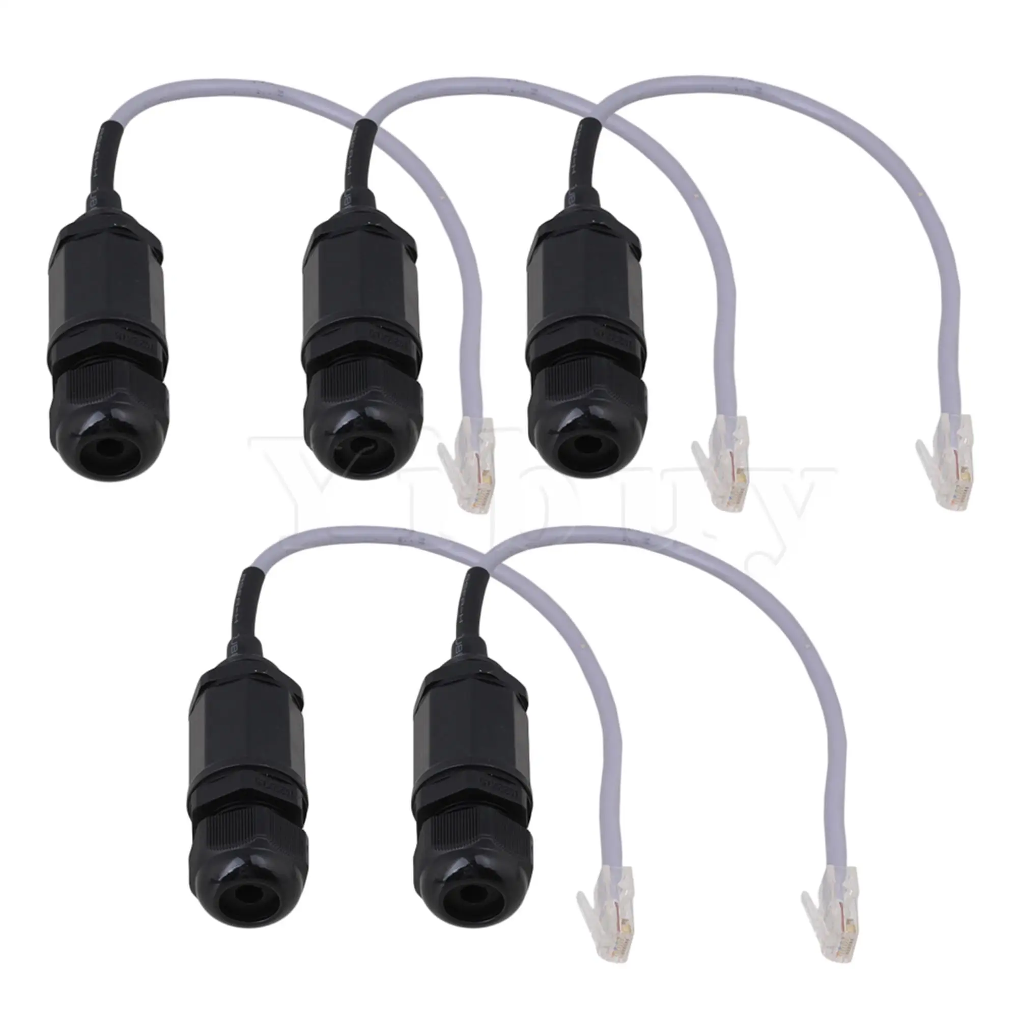 

5-кратный Пластиковый черный M20 Ethernet LAN водонепроницаемый соединитель RJ45 250 мм кабель