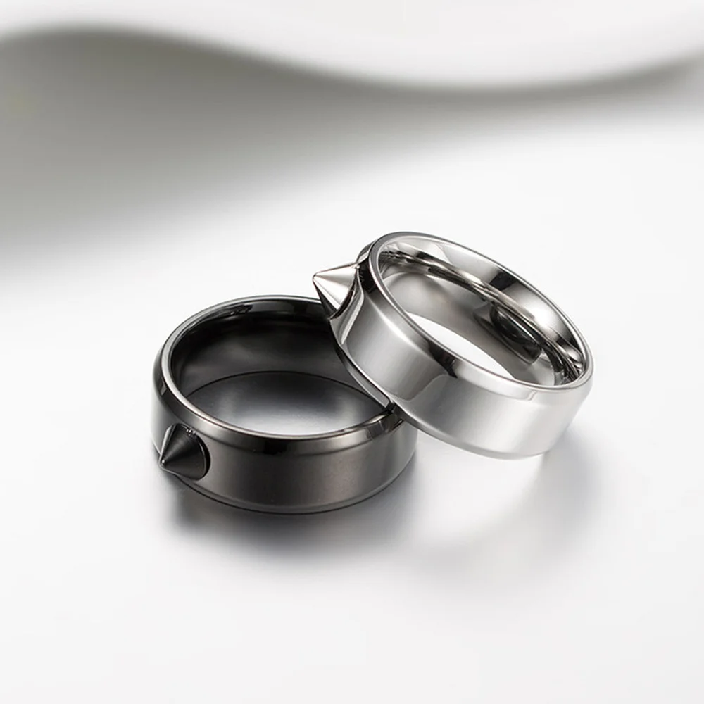 

1 Piece Women's Men's Safety Survival Ring Tool Self-defense Stainless Steel Ring Finger Defense Ring Tool Silver Silver Black