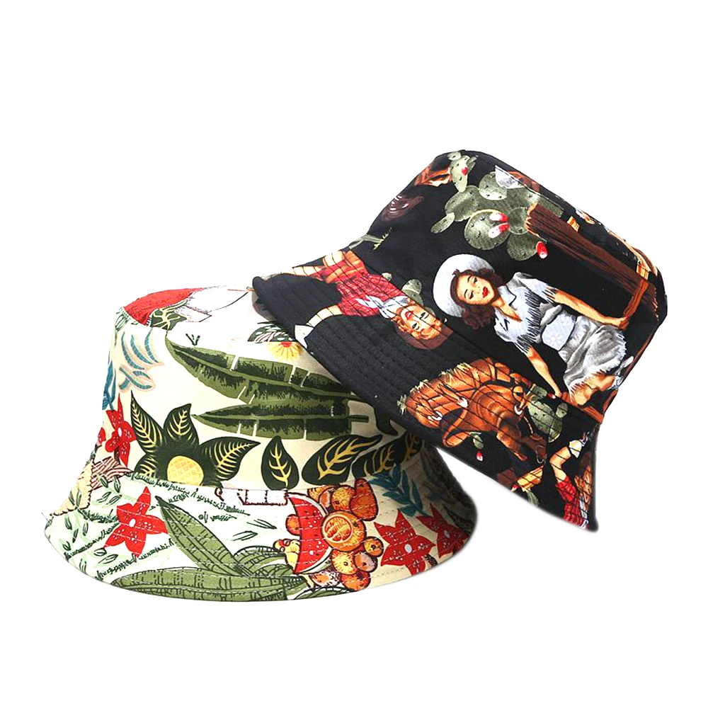 

56-58cm Rainforest Women Couple Cotton Hat Hip Hop Cap Panama Bucket Hat Sun Flat Top Fisherman Unisex Hats Gift