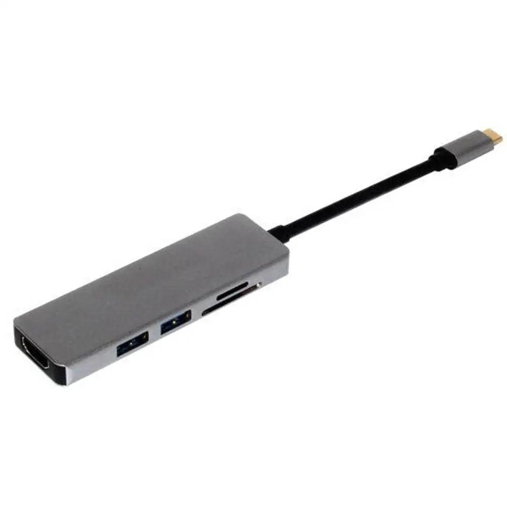 

TC104H 5 in 1 Type-C to HDMI-compatible USB Card Reader HUB 4K HD Video Converter Aluminum Alloy Grey and Compact Shell Adapter