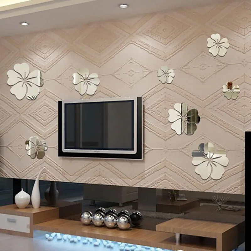

5Pcs/Lot Wall Stickers Petal Mirror Waterproof Acrylic Solid Bedroom Living Room Background Art Wall Home Wallpaper Decoration