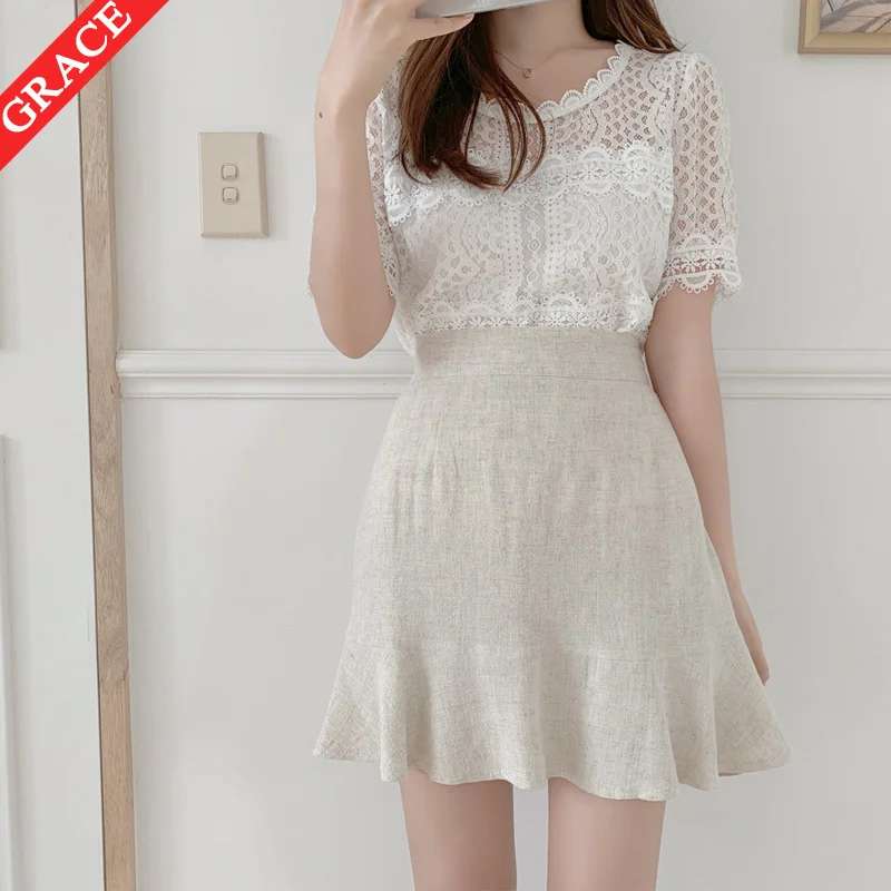 Новое Осеннее милое платье Partysu в Корейском стиле Юбка А-силуэта маленькое