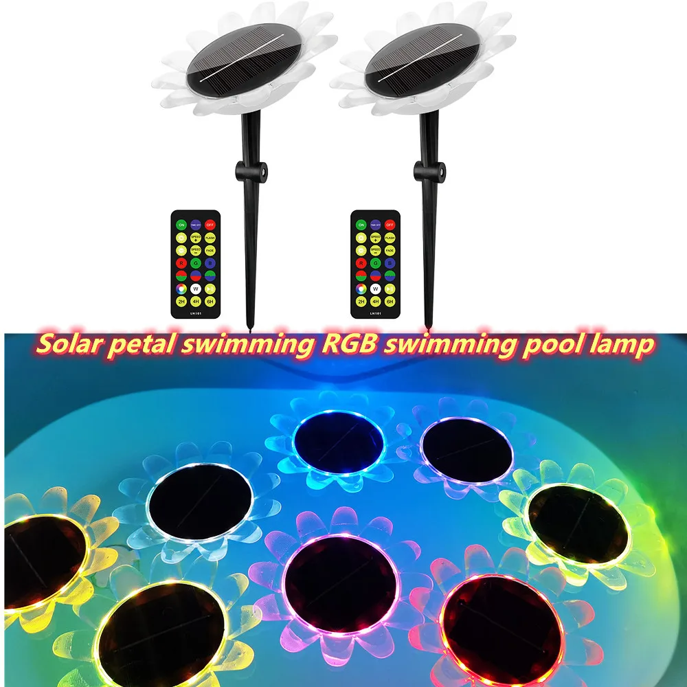

Лампа для бассейна на солнечной батарее с/без пульта дистанционного управления, прочная светодиодная подводная лампа Rgb для дайвинга, 2 шт.