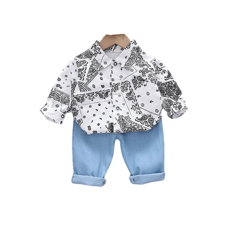 

Комплекты детской хлопковой одежды на весну-осень, новинка, рубашка и штаны с мультяшным рисунком для маленьких мальчиков и девочек, 2 шт./ко...