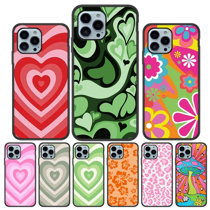 

For Funda IPhone 11 12 Pro Max Case Heart Swirl Pattern Case for IPhone 13 Pro Max XR X XS 7 8 Plus SE 2020 6 6S Soft Cover Capa