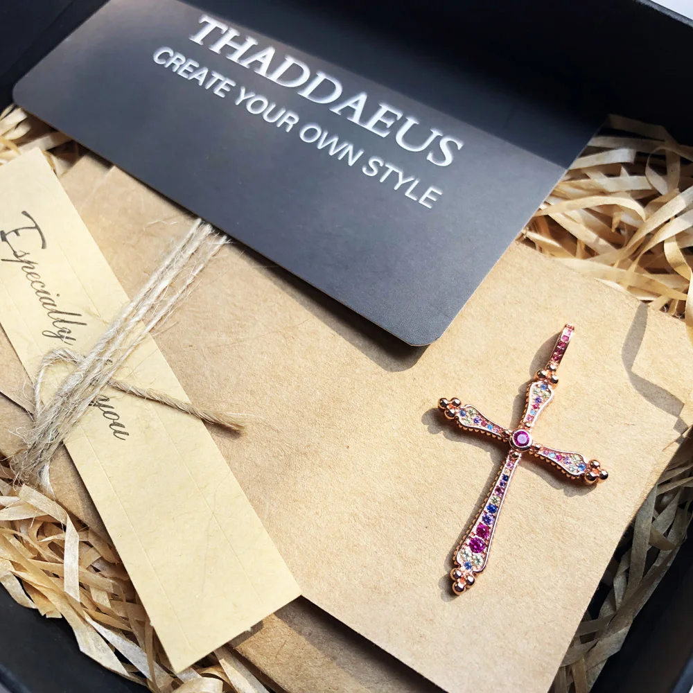Pendant Royalty Cross, Spring Fashion Bohemia Jewelry Thomas Style Bijoux Necklace Rose Gold Color Gift For Ts Soul Woman