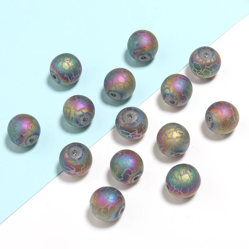 

LS 20Pcs/lot Frosted Matt Glass Crack Beads Loose Spacer Beads Handmade for Jewellery Making DIY Bracelet Necklace