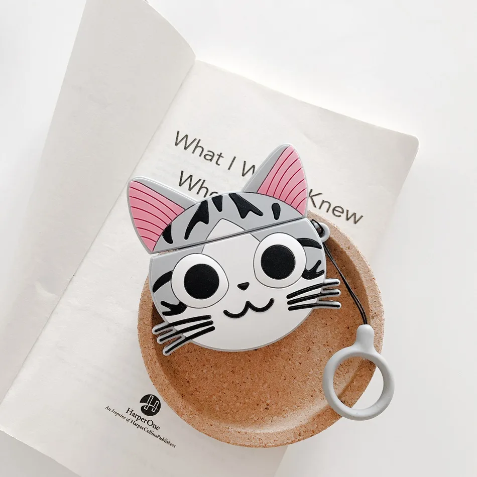 Earphone Case For Airpods 2 Case Silicone Bear Cat Pig Cartoon Headphones Cover For Apple Air pods 1 Case For Earpods Key ring