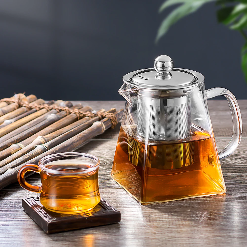 600 мл прозрачный стакан для чая горшки термостойкие чайники со съемным чайным