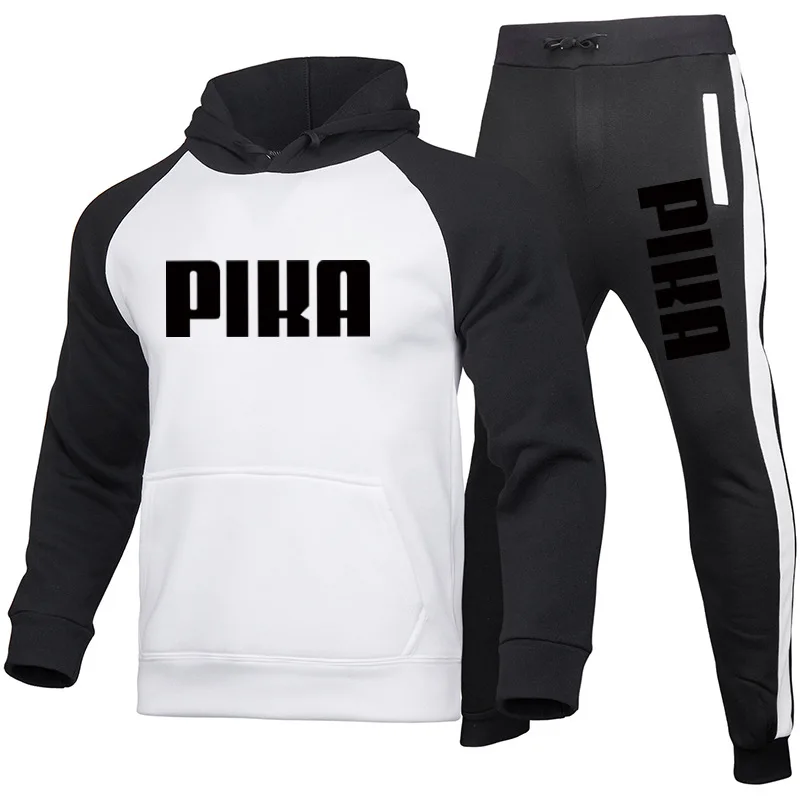 

Spring And Autumn Hooded Sportswear Men's Printed Sweater + Sports Pants Two-Piece Fitness Jogging Suit Casual Training Suit Men