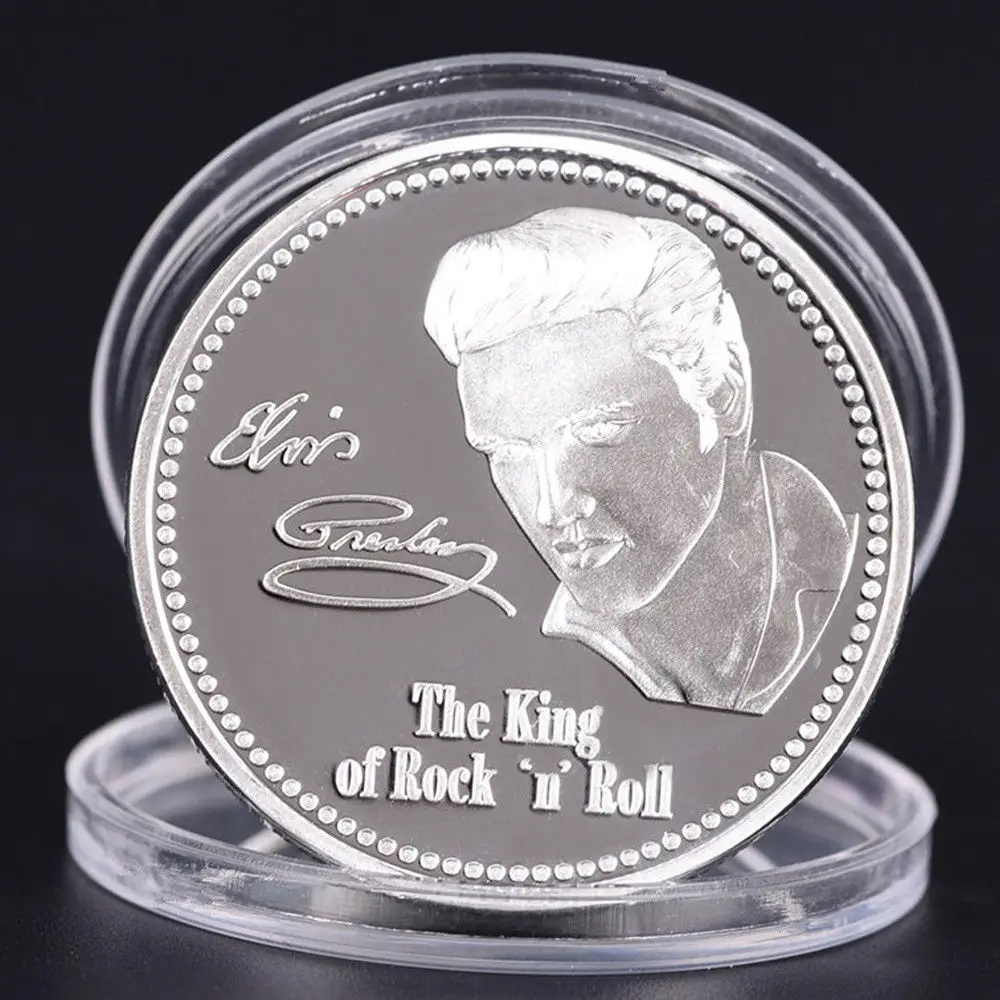 Элвис цвет серебристый Золотой памятная CoinElvis Presley 1935 1977 из серии игр The King of N рок н