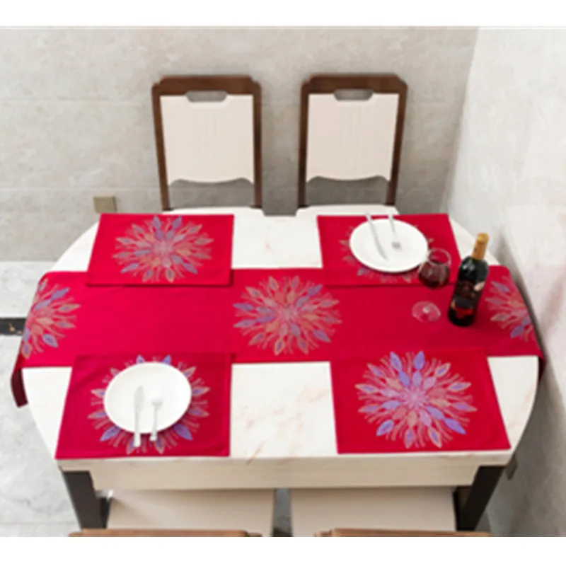 

European-style Table Runners Modern Wedding Party Decor Precision Velvet Hot Drilling Flower Home Decoration Table Runner