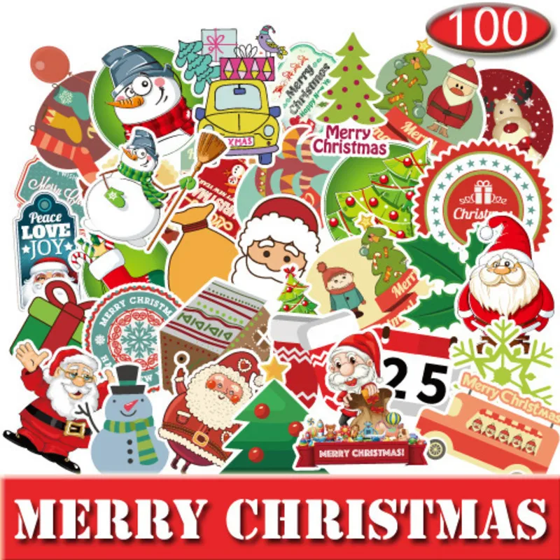100 шт./компл. рождественские наклейки на Хэллоуин без повтора автомобильный