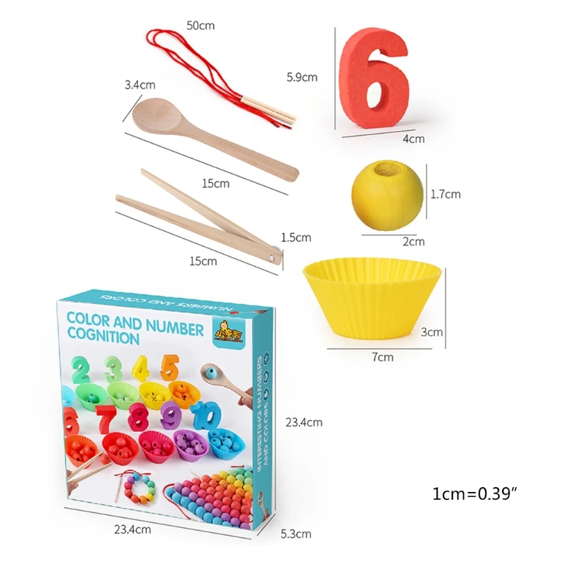 

Kids Montessori Wooden Clip Beads Fishing Learning Math Early Educational Toys