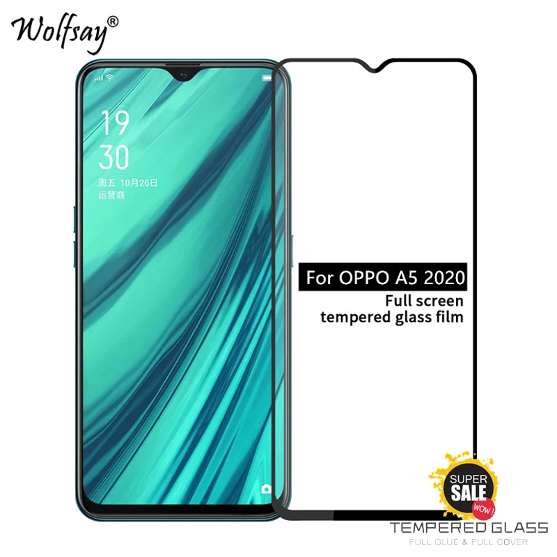 Cubierta de vidrio templado para OPPO A5 2020, Protector de pantalla de vidrio templado para OPPO A5 2020, pel&iacute;cula de tel&eacute;fono de vidrio para OPPO A5 2020, 2 piezas-0