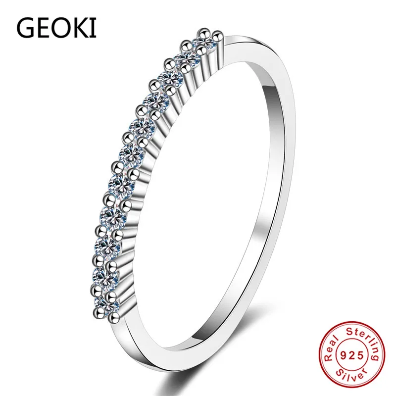 Кольцо Geoki с муассанитом женское Простой Круглый элегантный бриллиант идеальной