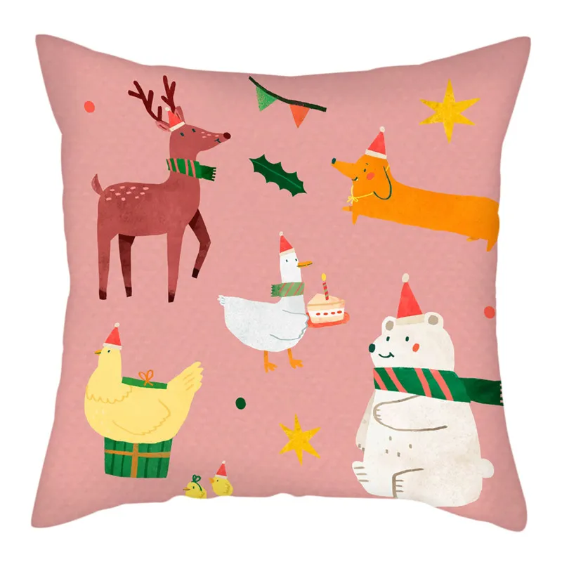 Fuwatacchi Рождественская Печать оленей наволочки для подушек с новым годом Снеговик