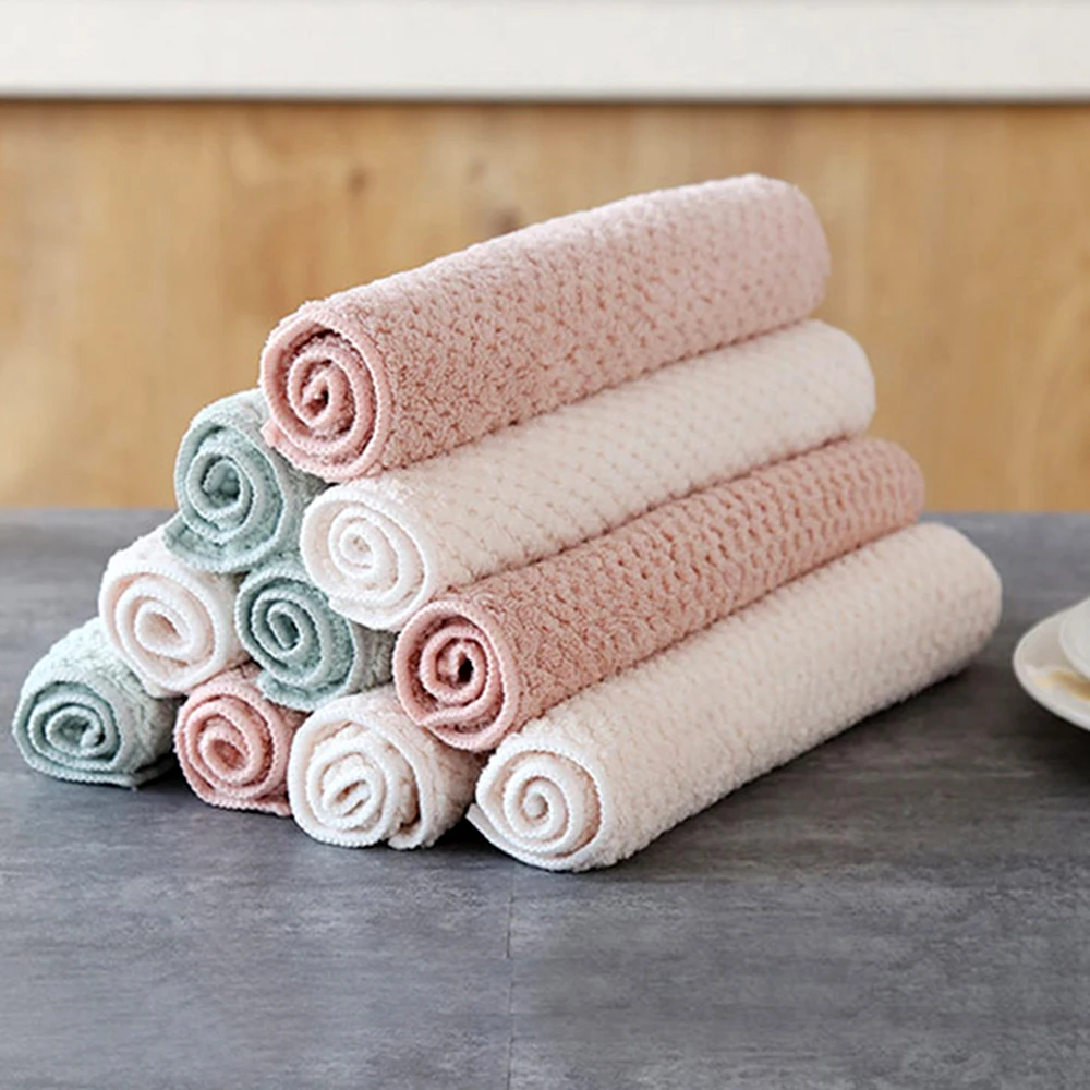 

Household Rag Absorbent Cleaning Cloth Rag For Cars Microfiber Kitchen Non-stick Oil Towel Dishcloths Washing Cleaning Rags
