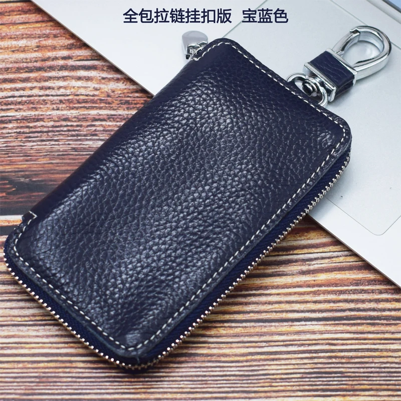Genuine Leather Key Wallet Men Keychain Holder Pouch Purse Zipper Designer Car Key Case Multifunction Door Keys Housekeeper Bag
