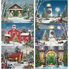 Алмазная живопись 5D сделай сам, картина с деревенским пейзажем, вышивка крестиком, полноразмерная, круглая, с рисунком снега, ручная вышивка, домашний декор