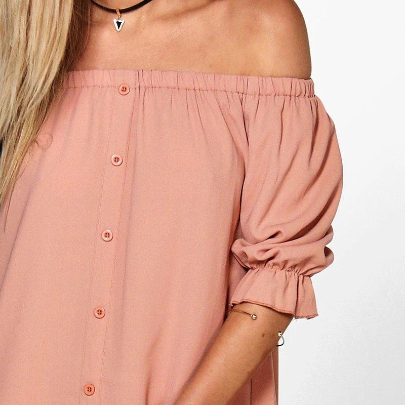 

Fashion mini dress strapless strapless slash neck summer dress female beach loose casual half sleeve button boho style