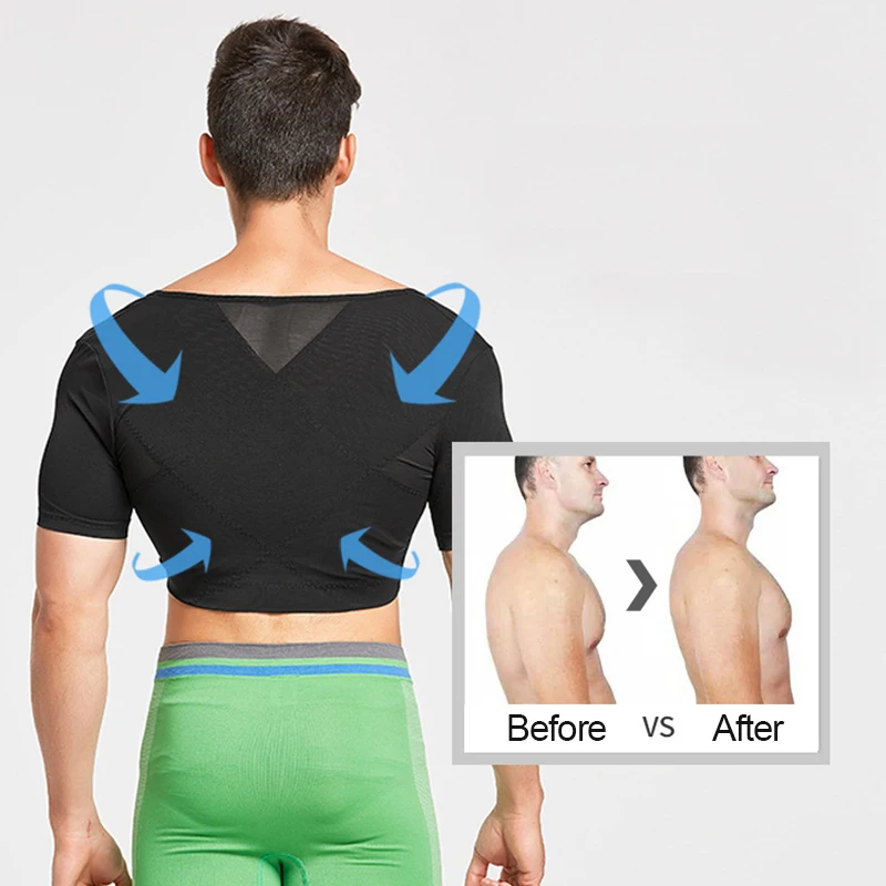 Мужская корректирующая одежда на молнии верхняя рука шейпер для плеч похудение
