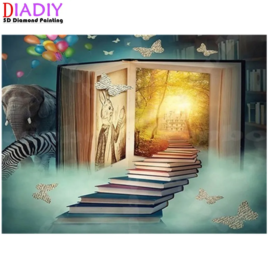 

5D Diy Diamond Painting Cross Stitch "Cartoon book landscape" Home Decor Full Rhinestones Inlay Diamond Embroidery