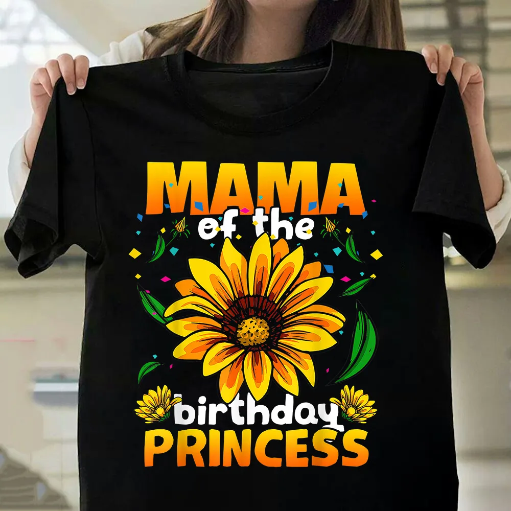 

I Love MAMA на день рождения платье принцессы с принтом в виде подсолнухов, женская футболка с коротким рукавом и круглым вырезом, Свободная Женс...