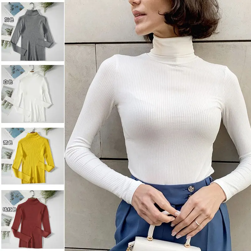 

Korean Slim Sweaters Casual Jumper Soft Warm Pull Femme Spring Autumn Winter Turtleneck Sweaters Basic Women Long Sleeve Tops