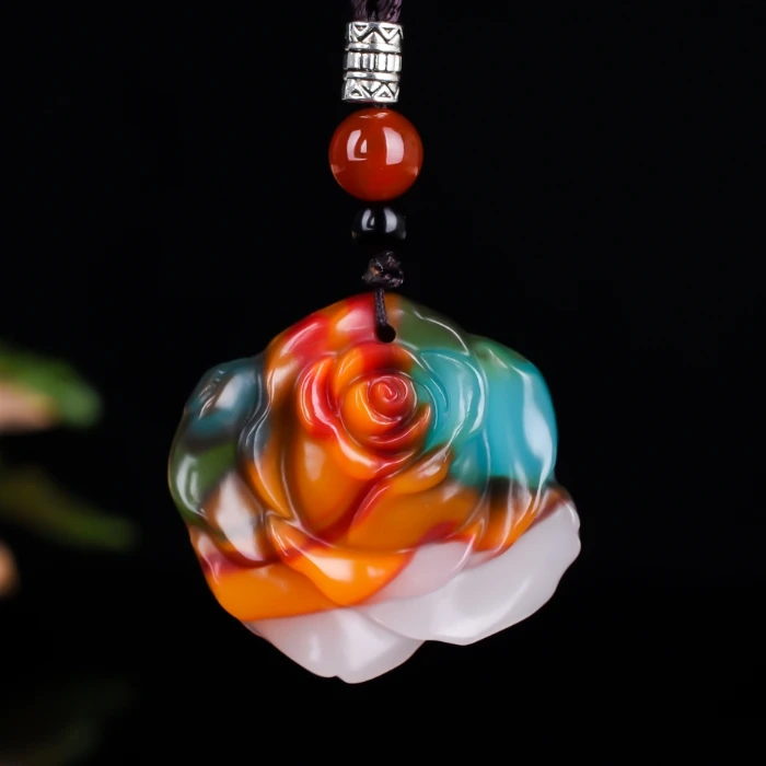 Модное ожерелье с подвеской из розового нефрита ювелирное изделие китайская