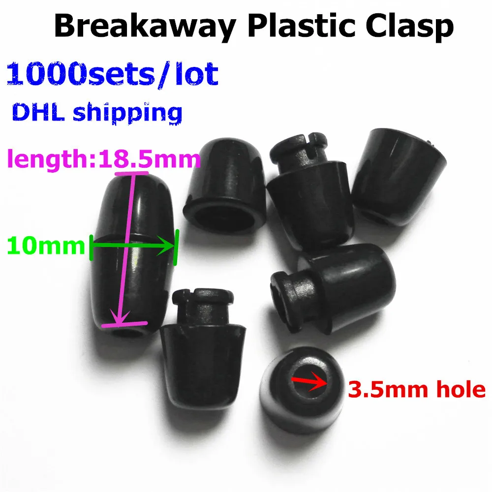 1000pcs Black DIY Plastic breakaway necklace's buckle Closure clasps for chew necklace Silicone Baby Pacifier Bead Chain Jewelry
