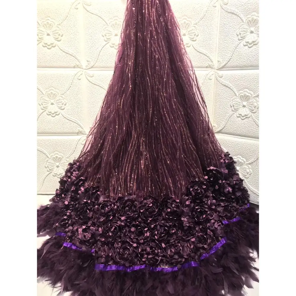 Новый дизайн 3D кружева АФРИКАНСКАЯ кружевная ткань нигерийские ткани с пером