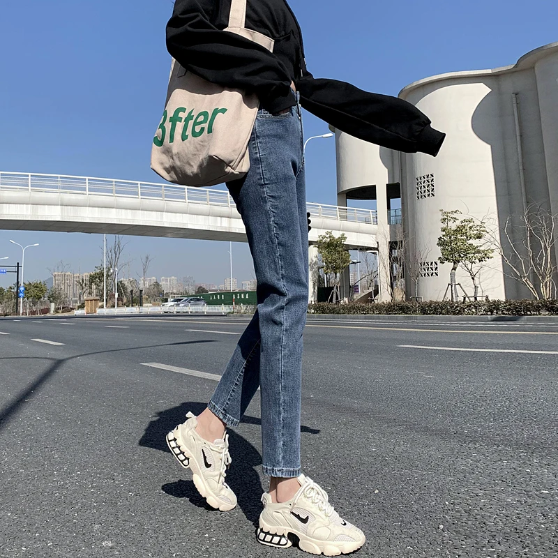 

2021 High Waist Women's Fashion Jeans Trousers For Female Mom Denim Pants For Girls