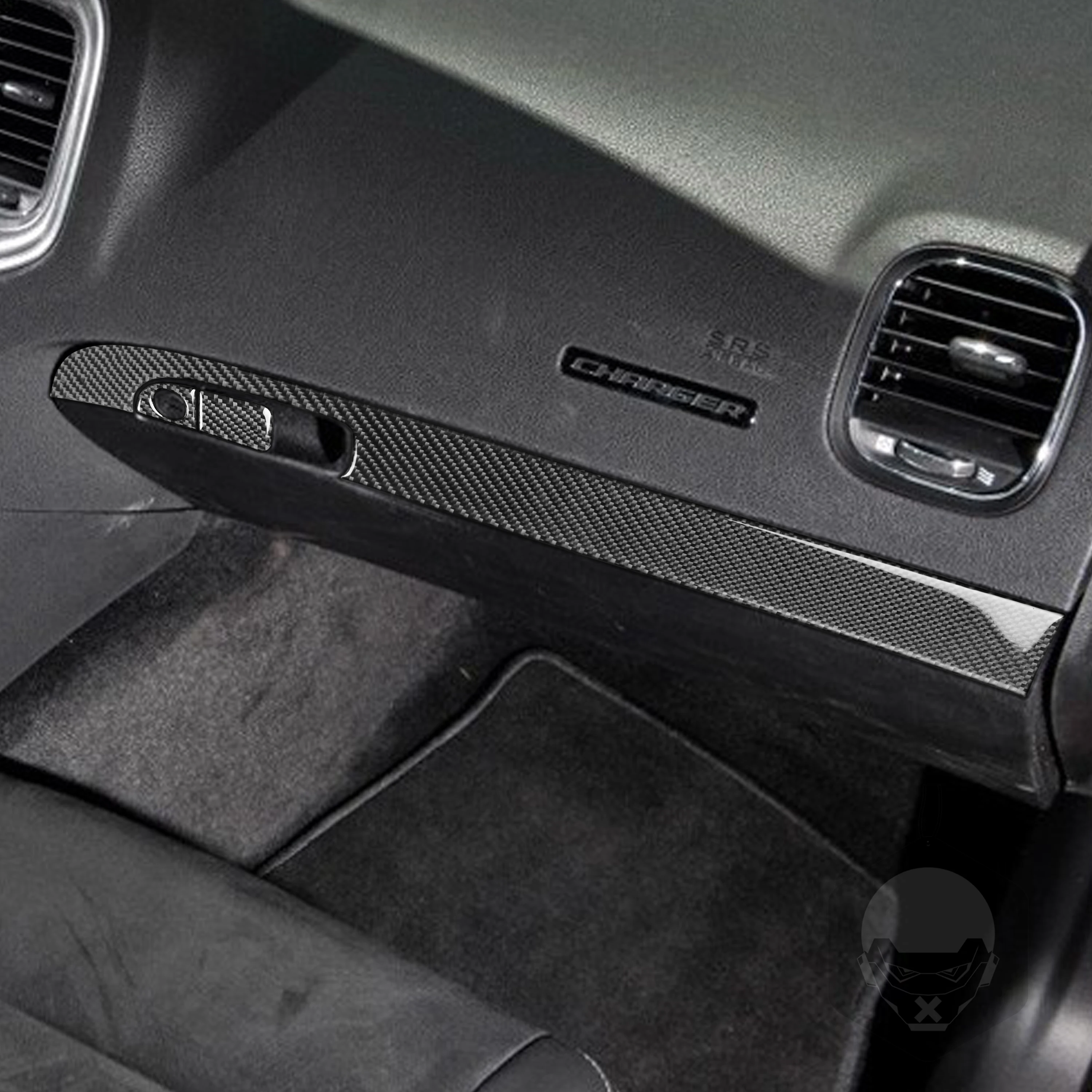 For Dodge Charger 2011-2014 Carbon Fiber Sticker Co-pilot Glove Box Trim Sticker Storage Cover Interior Car Accessories SXT SRT8