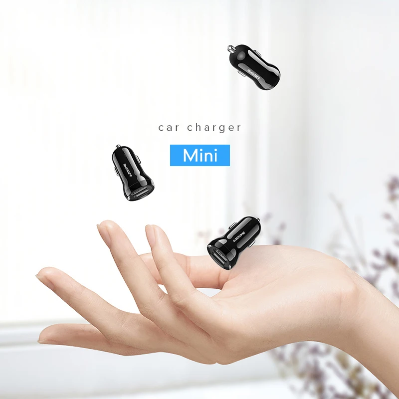 Автомобильное зарядное устройство AZDOME Mini Metal Dual USB автомобильный адаптер 2.4A