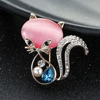 opal kitty brooches womens rhinestone suit brooch pin cut cat corsage pins pearl jewelry accessories clothing decoration gifts