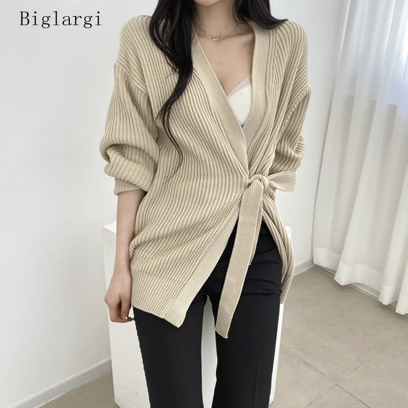 

Autumn Winter Woman Sweaters Cardigan Long Sleeve Loose Knitted Lace Up Warm Tunic Casual Sweaters Streetwear Casual Clothes