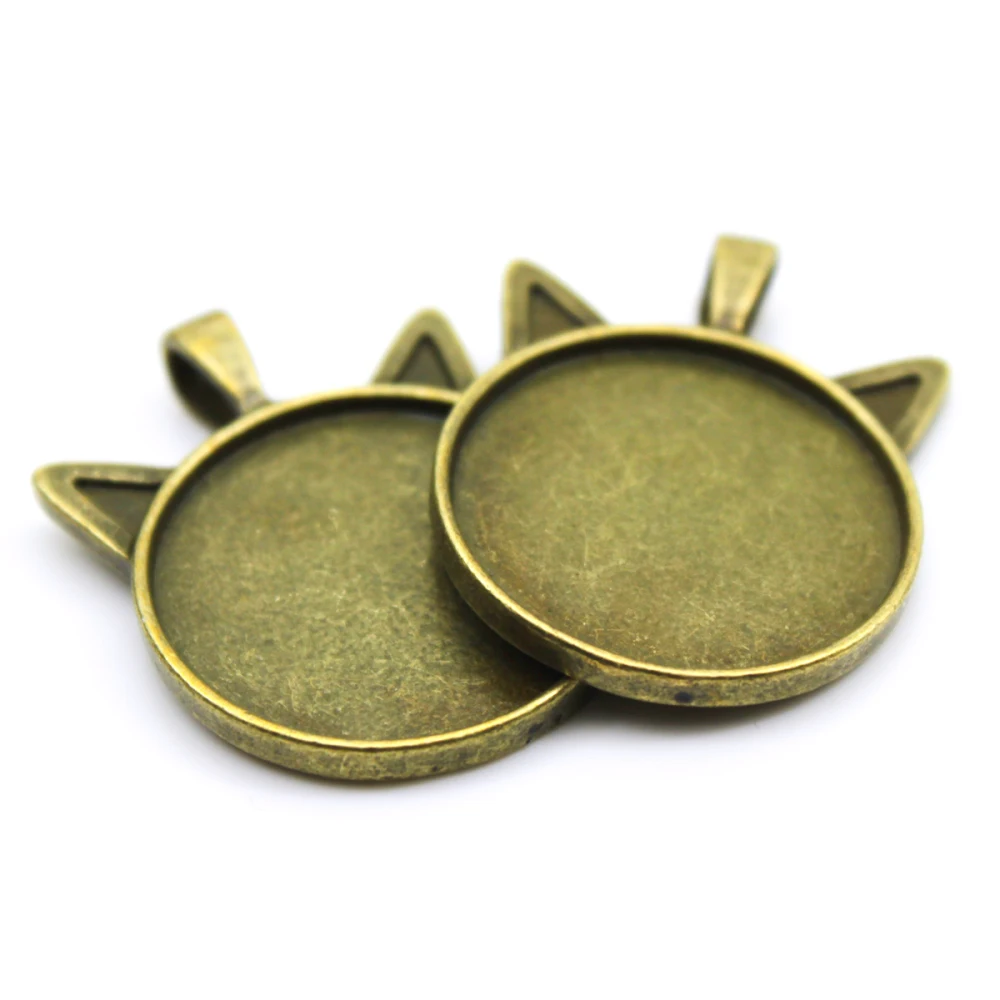 5 шт. 25 мм Серебряное кольцо черная тарелка Ожерелье Подвеска Установка Кабошон